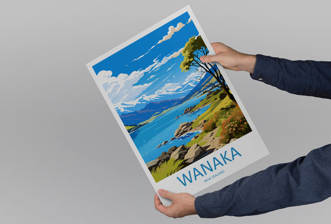 Wanaka Travel Print Wall Art Wanaka Wall Hanging Home Décor Wanaka Gift Art Lovers New Zealand Art Lover Gift Print Wanaka New Zealand Art