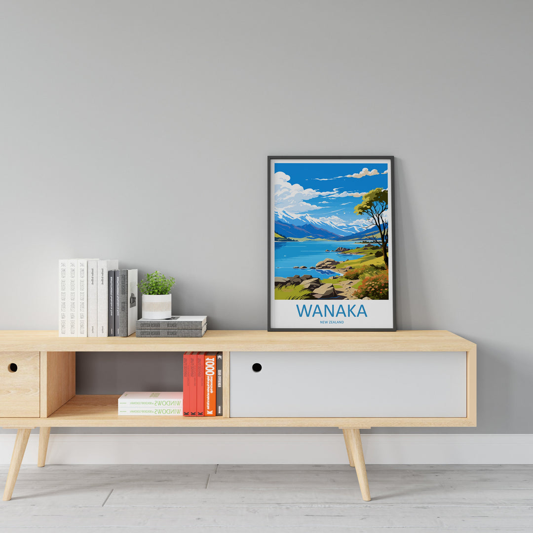 Wanaka Travel Print Wall Art Wanaka Wall Hanging Home Décor Wanaka Gift Art Lovers New Zealand Art Lover Gift Print Wanaka New Zealand Art