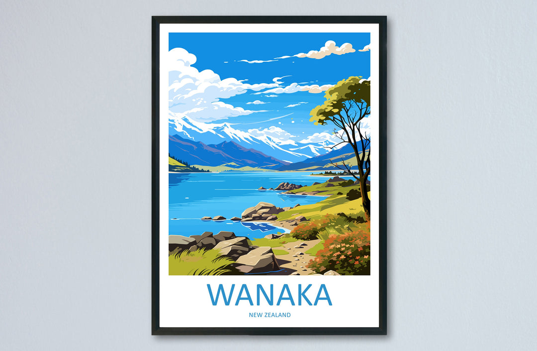 Wanaka Travel Print Wall Art Wanaka Wall Hanging Home Décor Wanaka Gift Art Lovers New Zealand Art Lover Gift Print Wanaka New Zealand Art