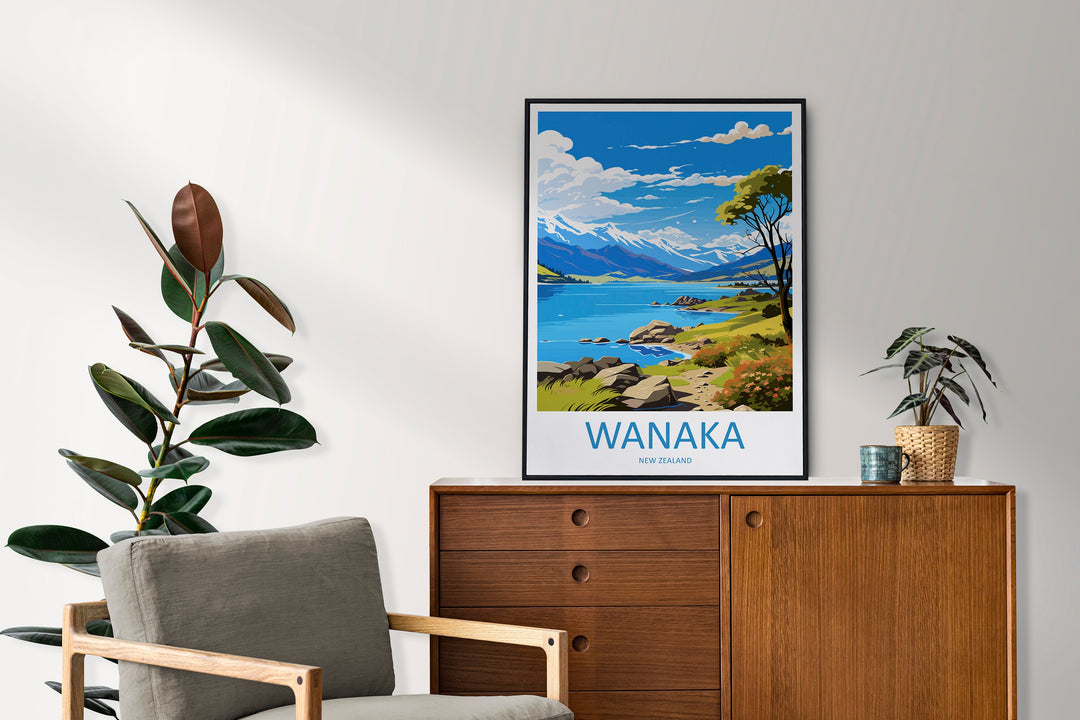 Wanaka Travel Print Wall Art Wanaka Wall Hanging Home Décor Wanaka Gift Art Lovers New Zealand Art Lover Gift Print Wanaka New Zealand Art