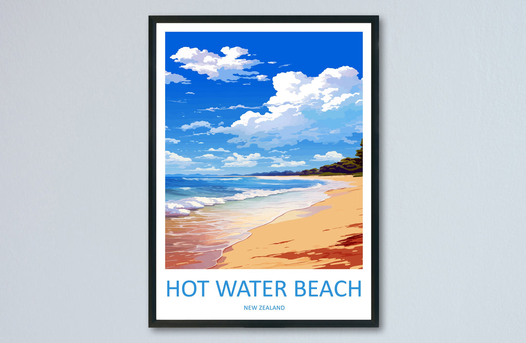 Hot Water Beach Travel Print Wall Art Hot Water Beach Wall Hanging Home Décor Hot Water Beach Gift Art Lovers New Zealand Travel Poster
