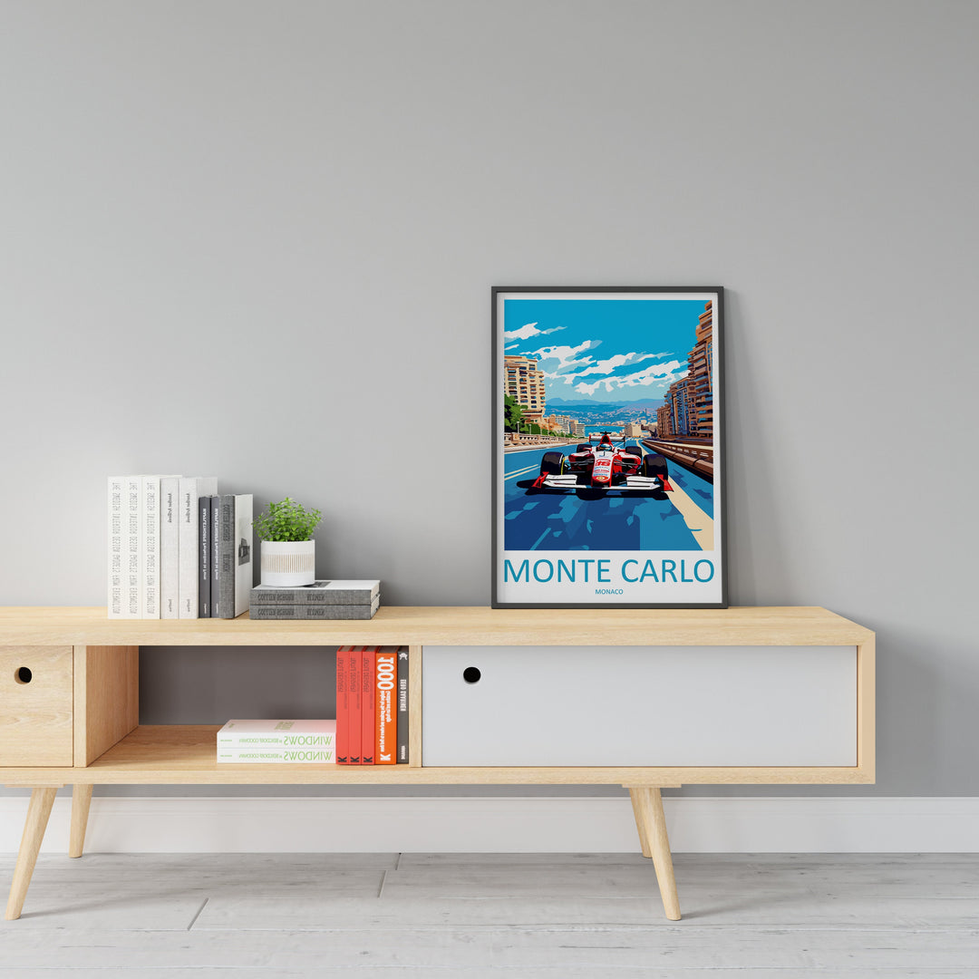 Monte Carlo Travel Print Wall Decor Monte Carlo Circuit Poster Motorsport Travel Print Art Print Racing Illustration Monaco Race Travel Art