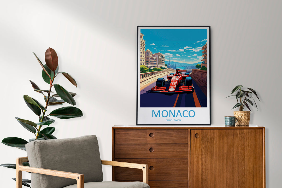 Monaco Travel Print Wall Decor Monaco Circuit Poster Motorsport Travel Print Art Print Racing Illustration Monaco Race Travel Art