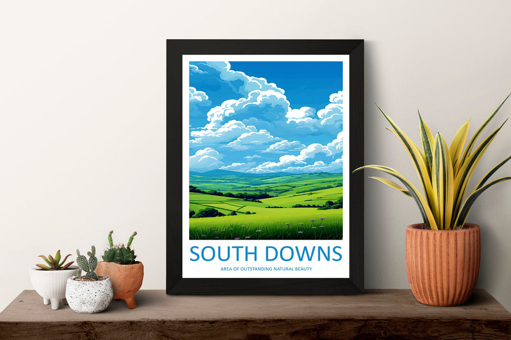 South Downs Travel Print Wall Art South Downs Wall Hanging Home Decor South Downs Gift Art Lovers Wall Art AONB Wall Print AONB Travel Print