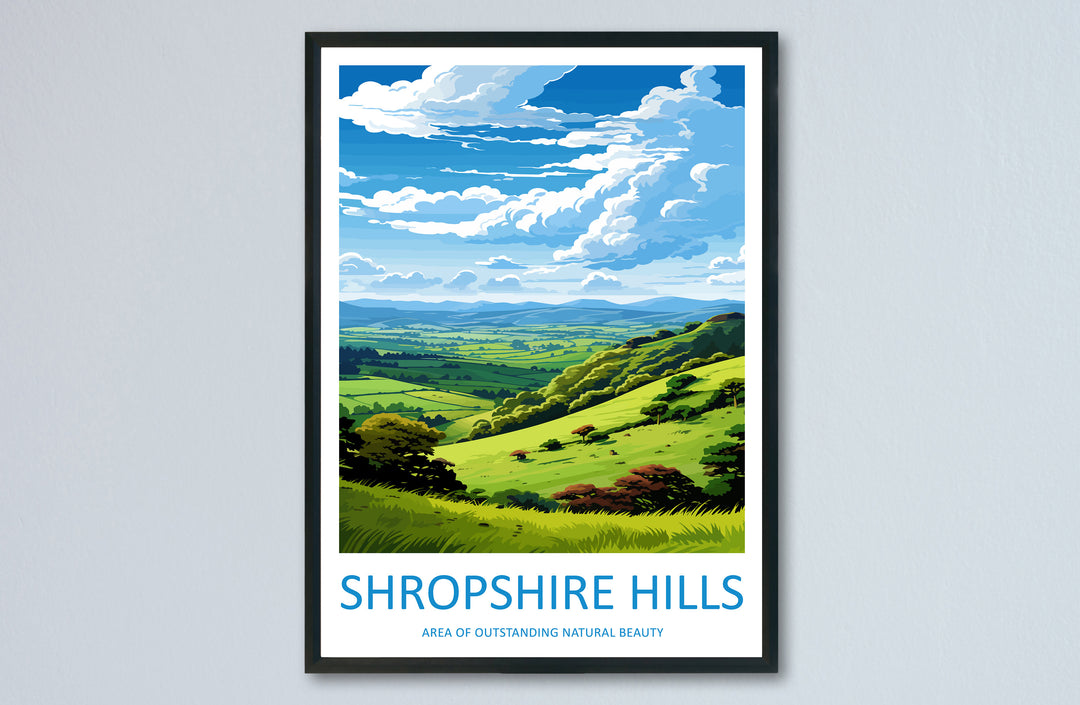 Shropshire Hills Travel Print Wall Art Shropshire Hills Wall Hanging Home Decor Shropshire Hills Gift Art Lovers Wall Art AONB Wall Print
