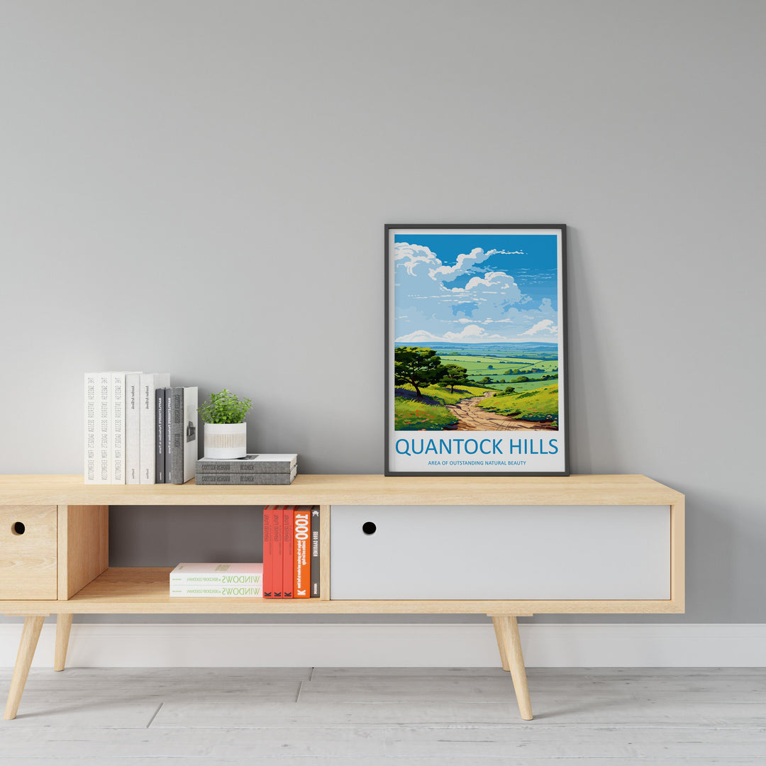 Quantock Hills Travel Print Wall Art Quantock Hills Wall Hanging Home Decor Quantock Hills Gift Art Lovers Wall Art AONB Wall Print