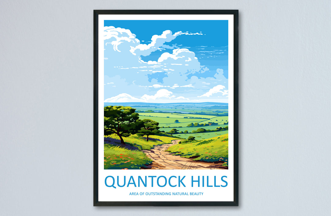 Quantock Hills Travel Print Wall Art Quantock Hills Wall Hanging Home Decor Quantock Hills Gift Art Lovers Wall Art AONB Wall Print