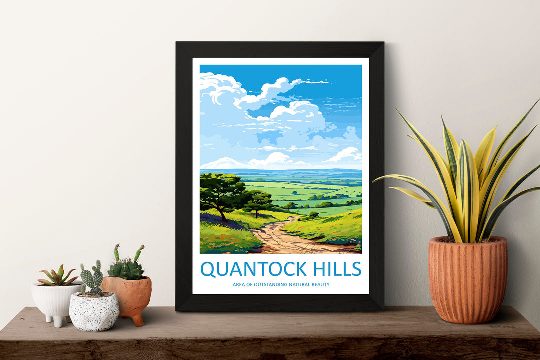 Quantock Hills Travel Print Wall Art Quantock Hills Wall Hanging Home Decor Quantock Hills Gift Art Lovers Wall Art AONB Wall Print