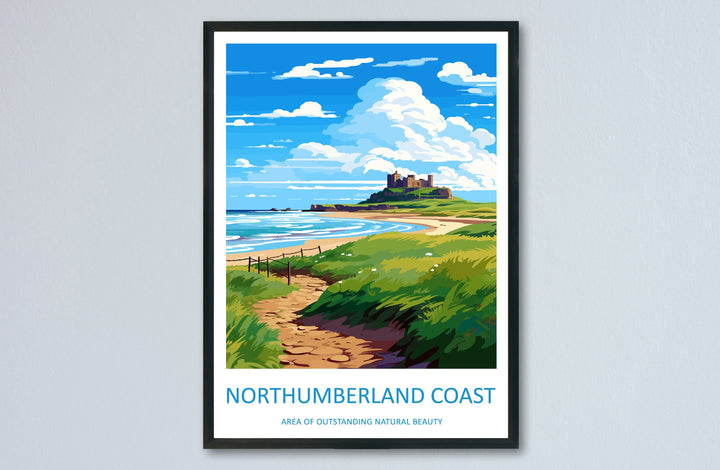 Northumberland Coast Travel Print Wall Art Northumberland Coast Wall Hanging Home Decor Northumberland Coast Gift Art Lovers Wall Art AONB