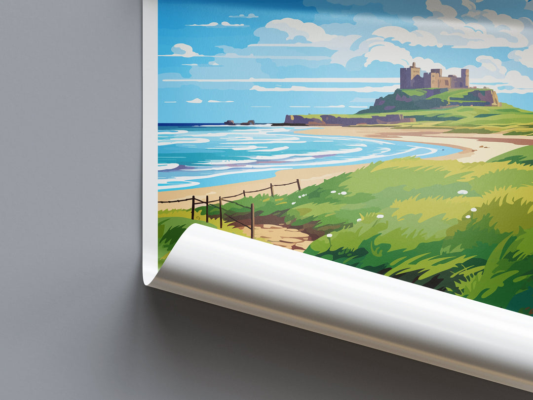 Northumberland Coast Travel Print Wall Art Northumberland Coast Wall Hanging Home Decor Northumberland Coast Gift Art Lovers Wall Art AONB