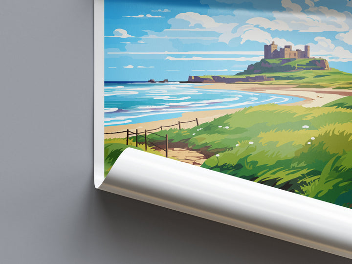 Northumberland Coast Travel Print Wall Art Northumberland Coast Wall Hanging Home Decor Northumberland Coast Gift Art Lovers Wall Art AONB