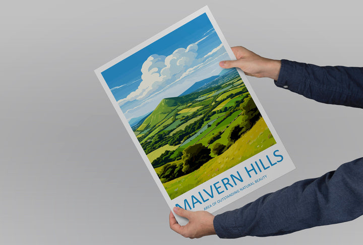 Malvern Hills Travel Print Wall Art Malvern Hills Wall Hanging Home Decor Malvern Hills Gift Art Lovers Wall Art AONB Print Travel Poster