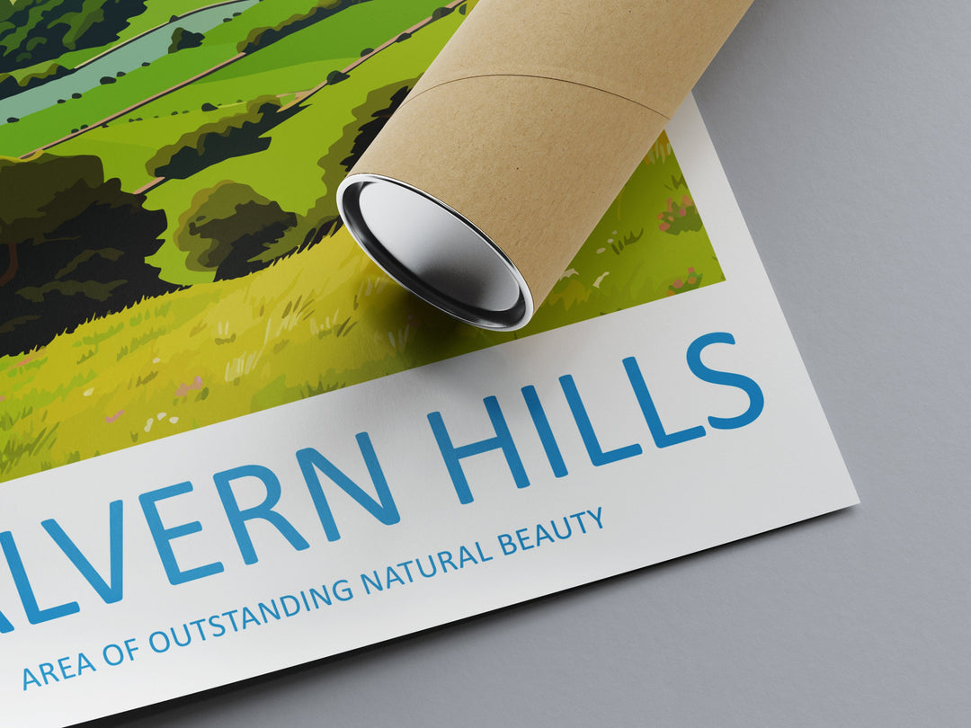 Malvern Hills Travel Print Wall Art Malvern Hills Wall Hanging Home Decor Malvern Hills Gift Art Lovers Wall Art AONB Print Travel Poster