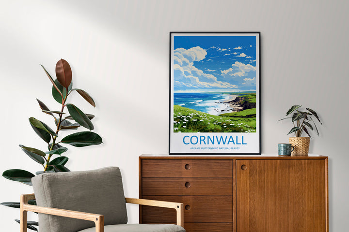 Cornwall Travel Print Wall Art Cornwall Wall Hanging Home Decor Cornwall Gift Art Lovers Wall Art AONB Print