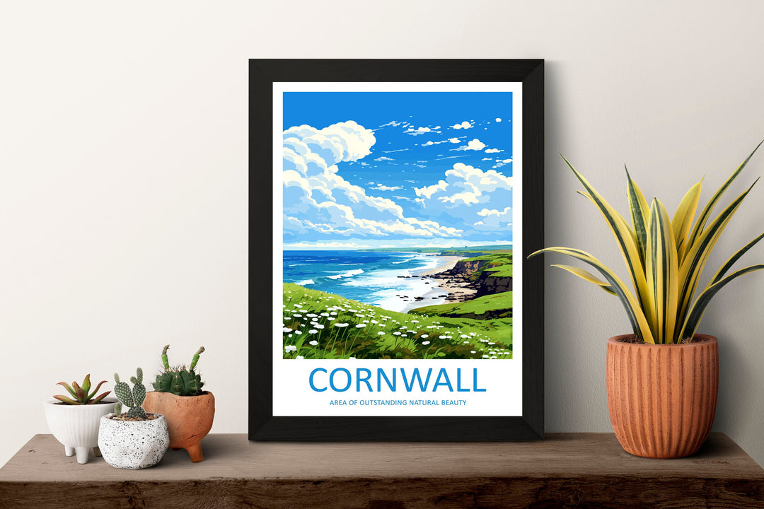 Cornwall Travel Print Wall Art Cornwall Wall Hanging Home Decor Cornwall Gift Art Lovers Wall Art AONB Print