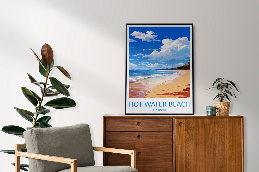 Hot Water Beach Travel Print Wall Art Hot Water Beach Wall Hanging Home Décor Hot Water Beach Gift Art Lovers New Zealand Travel Poster