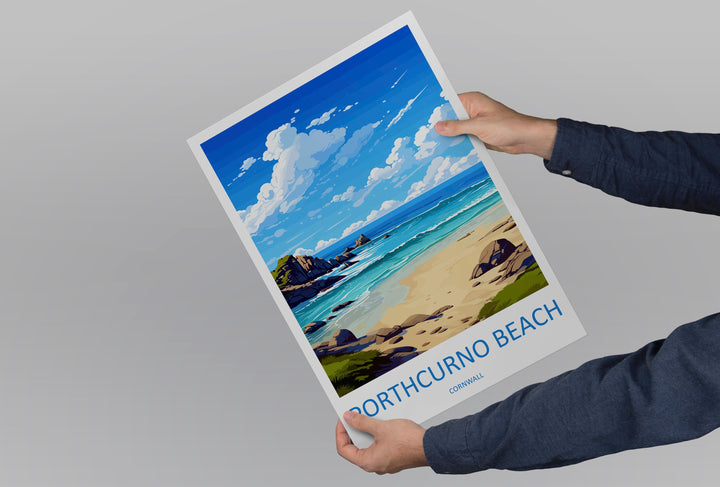 Porthcurno Beach Travel Print Wall Art Porthcurno Wall Hanging Home Décor Porthcurno Gift Art Lovers Cornwall Art Porthcurno Wall Art