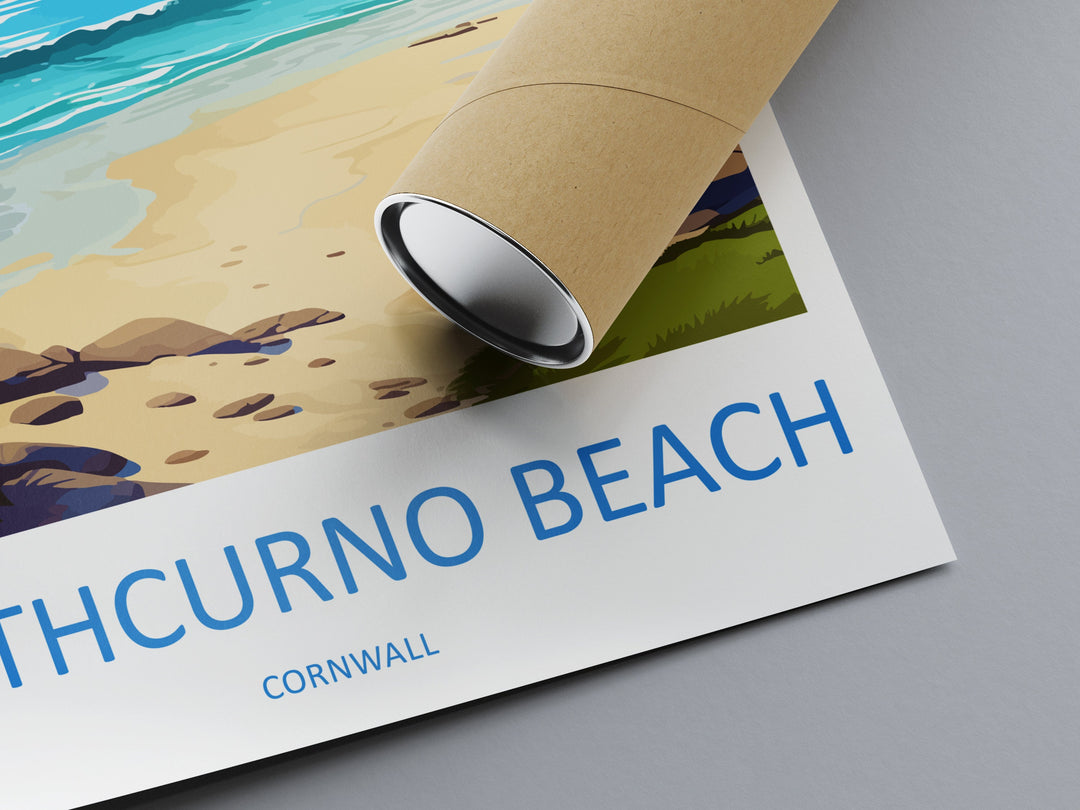 Porthcurno Beach Travel Print Wall Art Porthcurno Wall Hanging Home Décor Porthcurno Gift Art Lovers Cornwall Art Porthcurno Wall Art