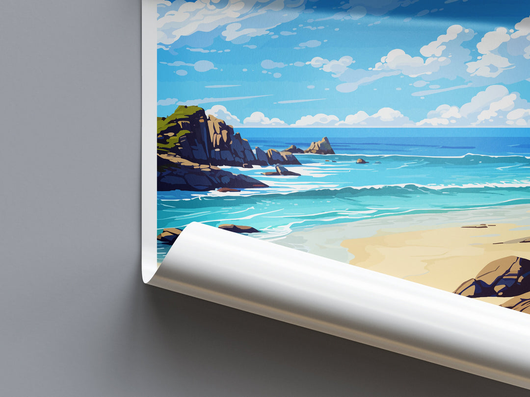 Porthcurno Beach Travel Print Wall Art Porthcurno Wall Hanging Home Décor Porthcurno Gift Art Lovers Cornwall Art Porthcurno Wall Art