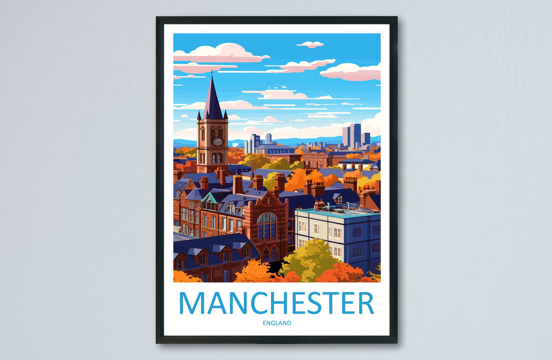 Manchester Travel Print Wall Art Manchester Wall Hanging Home Décor Manchester Gift Art Lovers England Art Lover Gift Manchester Travel Art