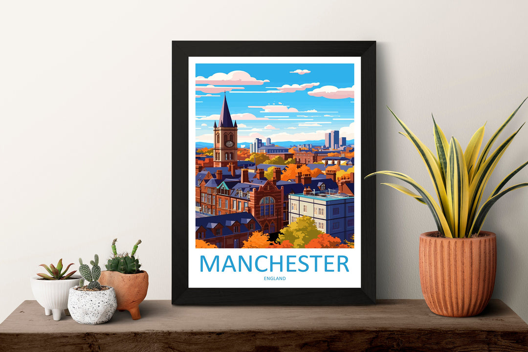 Manchester Travel Print Wall Art Manchester Wall Hanging Home Décor Manchester Gift Art Lovers England Art Lover Gift Manchester Travel Art