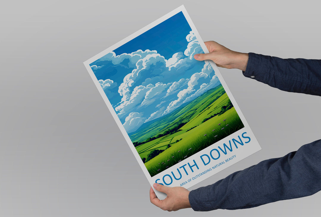 South Downs Travel Print Wall Art South Downs Wall Hanging Home Decor South Downs Gift Art Lovers Wall Art AONB Wall Print AONB Travel Print