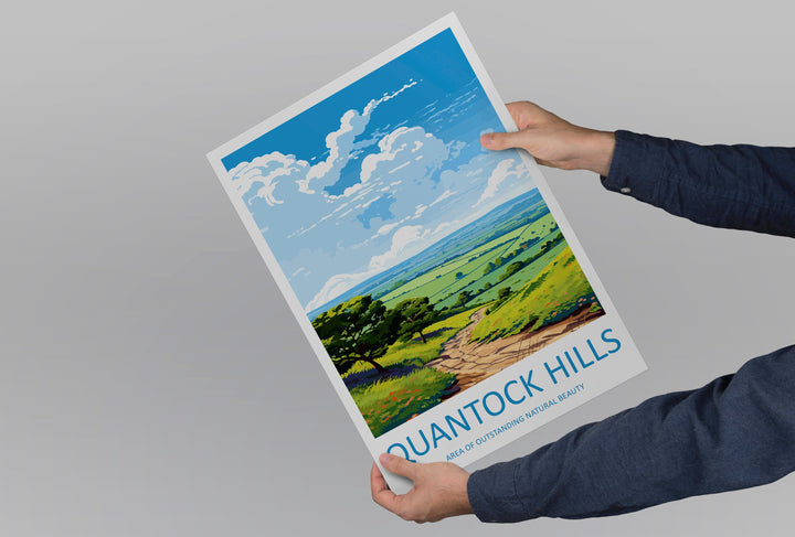 Quantock Hills Travel Print Wall Art Quantock Hills Wall Hanging Home Decor Quantock Hills Gift Art Lovers Wall Art AONB Wall Print