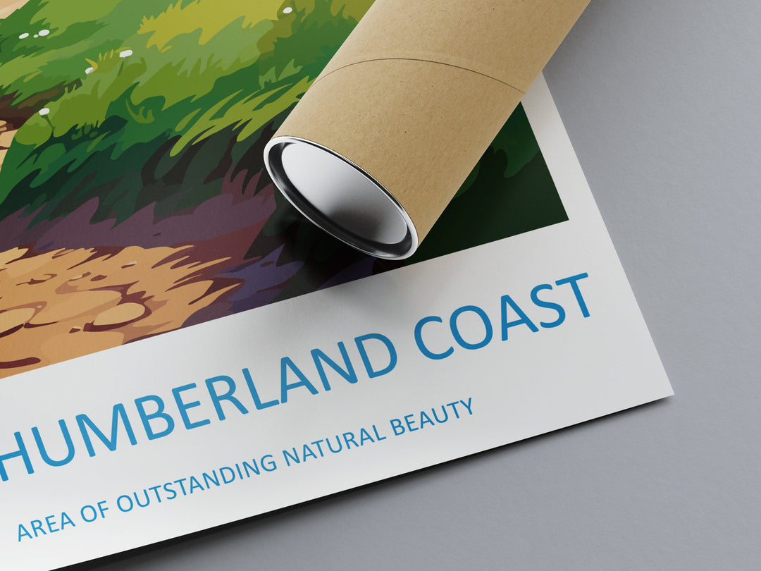 Northumberland Coast Travel Print Wall Art Northumberland Coast Wall Hanging Home Decor Northumberland Coast Gift Art Lovers Wall Art AONB