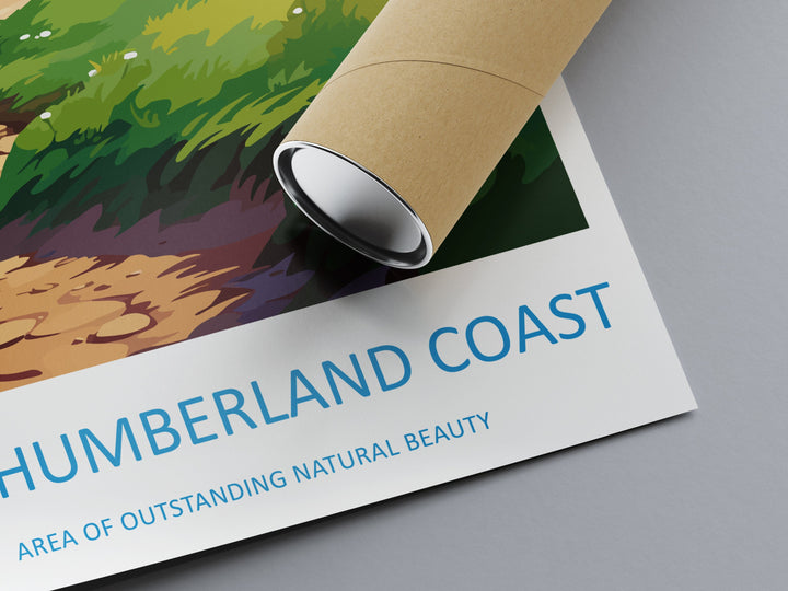 Northumberland Coast Travel Print Wall Art Northumberland Coast Wall Hanging Home Decor Northumberland Coast Gift Art Lovers Wall Art AONB