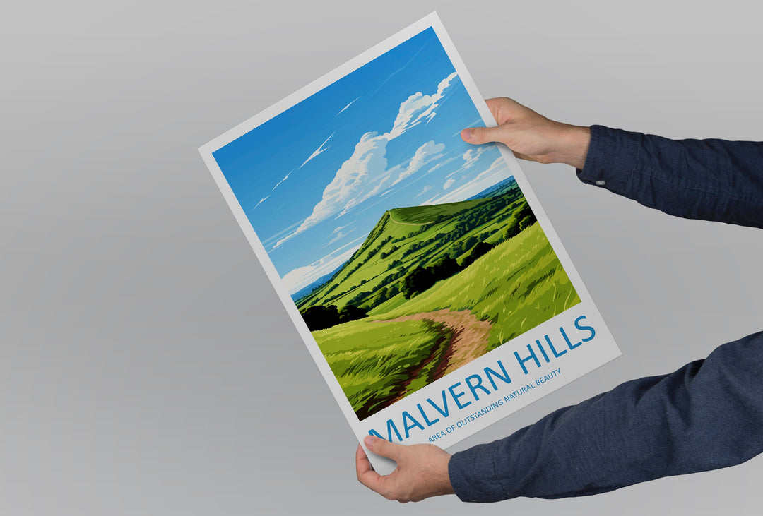 Malvern Hills Travel Print Wall Art Malvern Hills Wall Hanging Home Decor Malvern Hills Gift Art Lovers Wall Art AONB Print Travel Poster