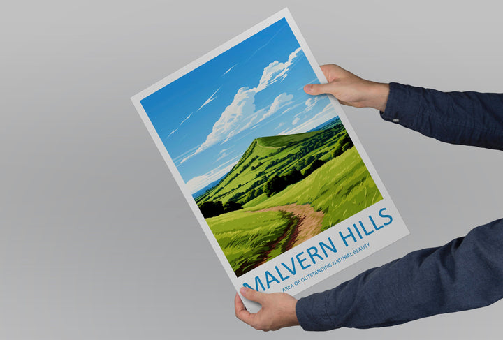 Malvern Hills Travel Print Wall Art Malvern Hills Wall Hanging Home Decor Malvern Hills Gift Art Lovers Wall Art AONB Print Travel Poster