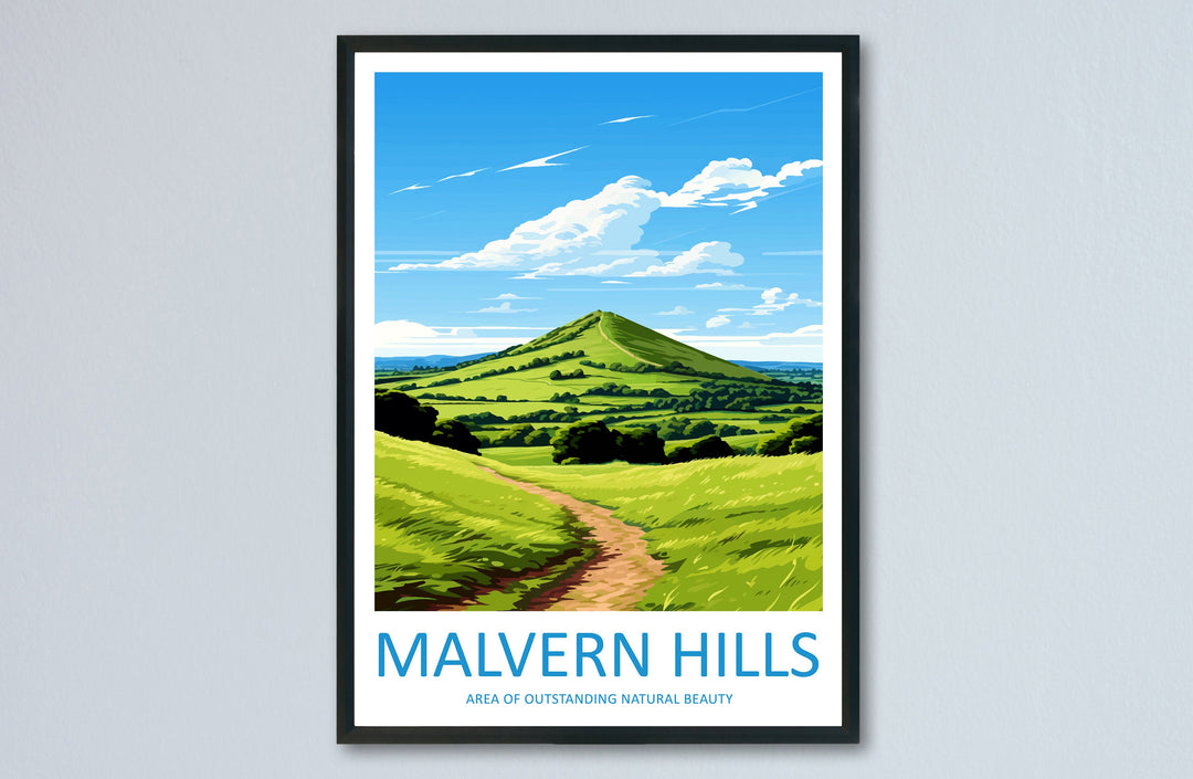 Malvern Hills Travel Print Wall Art Malvern Hills Wall Hanging Home Decor Malvern Hills Gift Art Lovers Wall Art AONB Print Travel Poster