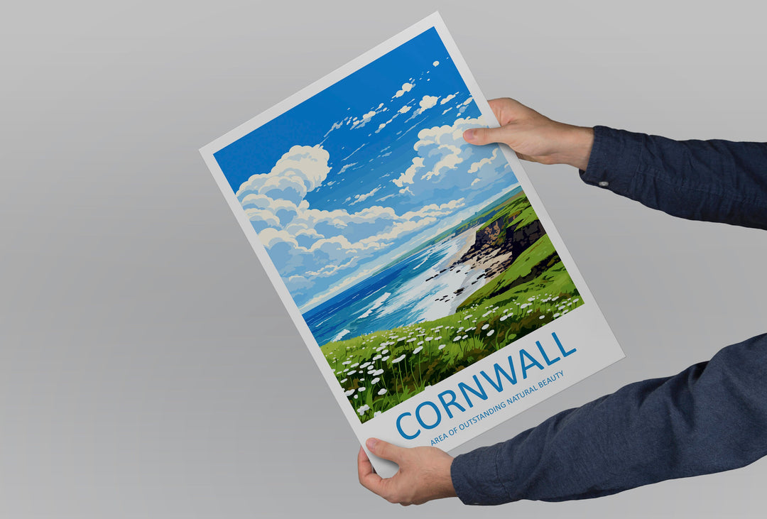 Cornwall Travel Print Wall Art Cornwall Wall Hanging Home Decor Cornwall Gift Art Lovers Wall Art AONB Print