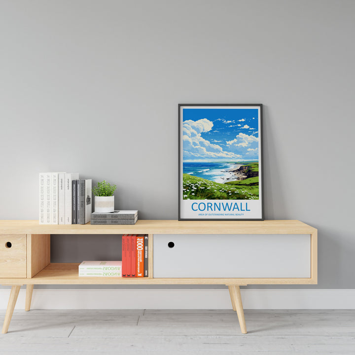Cornwall Travel Print Wall Art Cornwall Wall Hanging Home Decor Cornwall Gift Art Lovers Wall Art AONB Print