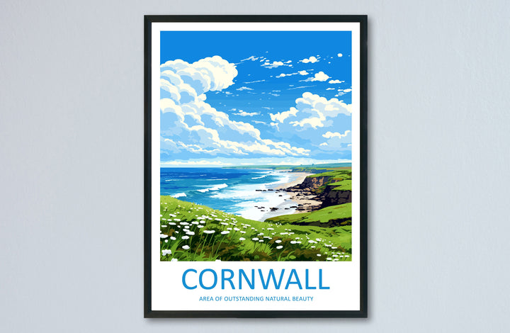 Cornwall Travel Print Wall Art Cornwall Wall Hanging Home Decor Cornwall Gift Art Lovers Wall Art AONB Print