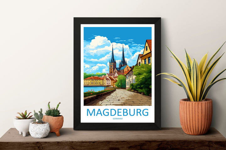 Magdeburg Travel Print Wall Art Magdeburg Wall Hanging Home Decoration Magdeburg Gift Art Lovers Wall Art Print Art Magdeburg Germany Poster