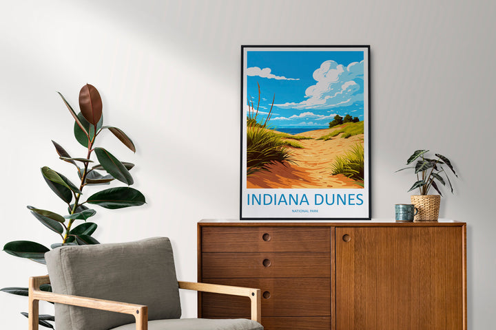 Indiana Dunes Travel Print Wall Art Indiana Dunes Wall Hanging Home Decor National Park Gift Indiana Dunes Lovers National Park Art