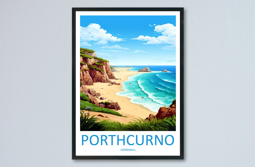 Porthcurno Beach Travel Print Wall Art Porthcurno Wall Hanging Home Décor Porthcurno Gift Art Lovers Cornwall Art Porthcurno Wall Art
