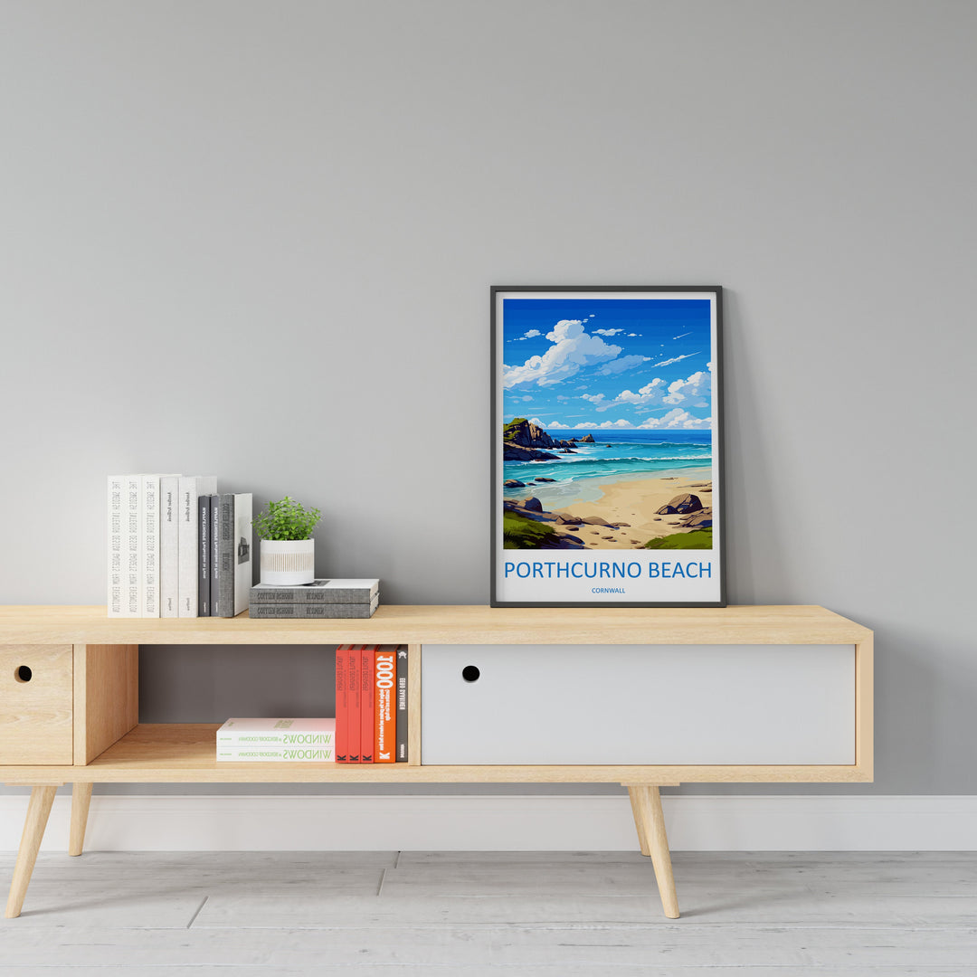 Porthcurno Beach Travel Print Wall Art Porthcurno Wall Hanging Home Décor Porthcurno Gift Art Lovers Cornwall Art Porthcurno Wall Art