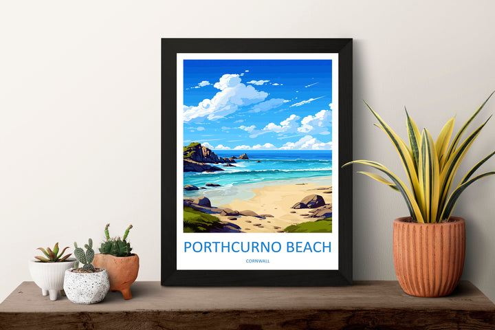 Porthcurno Beach Travel Print Wall Art Porthcurno Wall Hanging Home Décor Porthcurno Gift Art Lovers Cornwall Art Porthcurno Wall Art