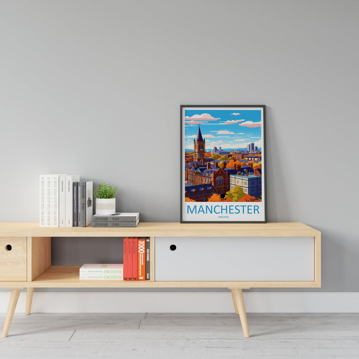 Manchester Travel Print Wall Art Manchester Wall Hanging Home Décor Manchester Gift Art Lovers England Art Lover Gift Manchester Travel Art