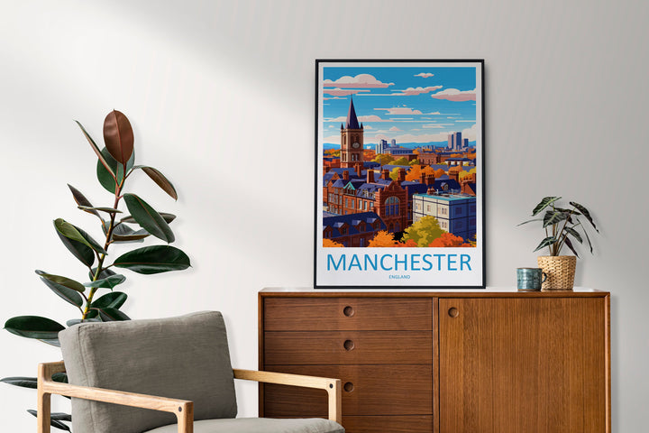 Manchester Travel Print Wall Art Manchester Wall Hanging Home Décor Manchester Gift Art Lovers England Art Lover Gift Manchester Travel Art