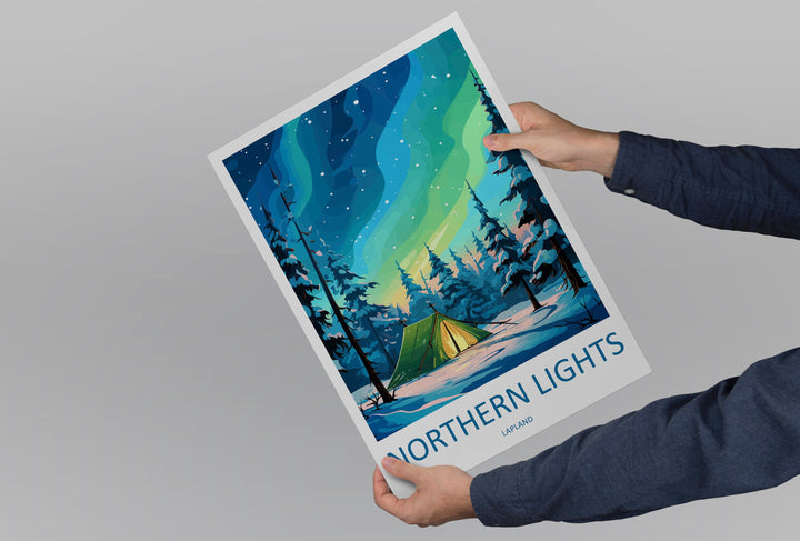 Lapland Travel Print Lapland Home Décor Northern Lights Island Art Print Lapland Wall Print For Finland Gift Wall Hanging Lapland Artwork