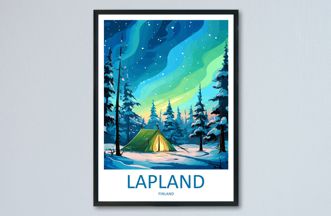 Lapland Travel Print Lapland Home Décor Northern Lights Island Art Print Lapland Wall Print For Finland Gift Wall Hanging Lapland Artwork