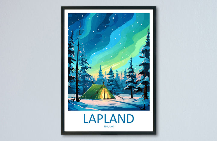 Lapland Travel Print Lapland Home Décor Northern Lights Island Art Print Lapland Wall Print For Finland Gift Wall Hanging Lapland Artwork