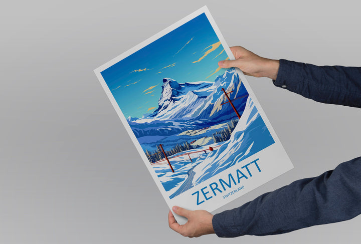Zermatt Travel Print Wall Art Zermatt Wall Hanging Home Décor Zermatt Gift Art Lovers Ski Art Lover Gift Zermatt Print Skiing Zermatt Art