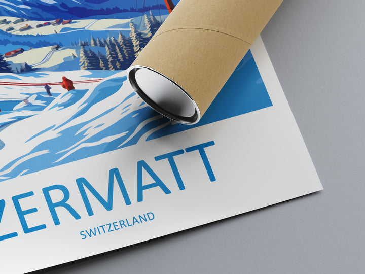 Zermatt Travel Print Wall Art Zermatt Wall Hanging Home Décor Zermatt Gift Art Lovers Ski Art Lover Gift Zermatt Print Skiing Zermatt Art