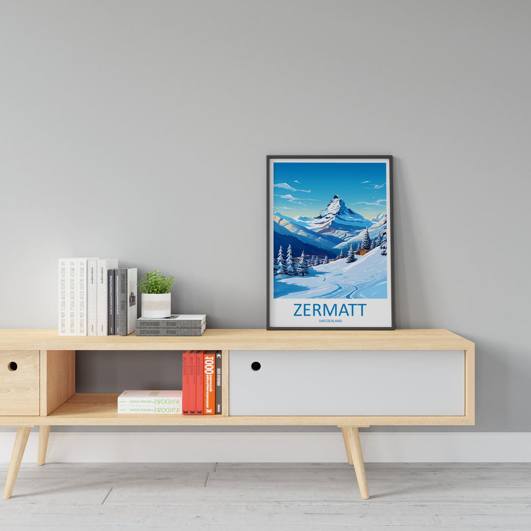 Zermatt Travel Print Wall Art Zermatt Wall Hanging Home Décor Zermatt Gift Art Lovers Ski Art Lover Gift Zermatt Print Skiing Zermatt Art