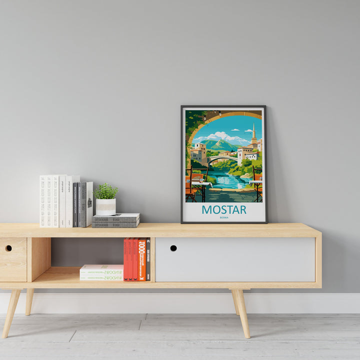 Mostar Travel Print Mostar Bosnia Home Décor Mostar Art Print Herzegovina City Room Print For Stari Most Bridge Koski Mehmed-Pasha Gift Art