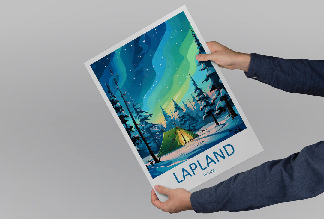 Lapland Travel Print Lapland Home Décor Northern Lights Island Art Print Lapland Wall Print For Finland Gift Wall Hanging Lapland Artwork